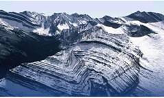 Folded rocks in the Alps.
