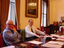 Dr Jens Dieter Becker-Platen (left) with AEGS Secretary Dr Jens Wiegand and Prof. Andresj Slazcka, at an Extraordinary AEGS meeting in Burlington House where the recovery plan for the Association was hammered out in 2000. Photo - Ted Nield