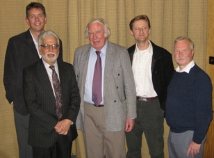 The four speakers at the Bill Ramsbottom meeting. Left to right: Paul Wignall, Bilal Haq, Mike Simmons, Tony Hallam and Martin Whyte