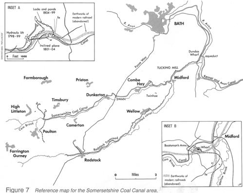 Reference map for the Somersetshire Coal Canal area.