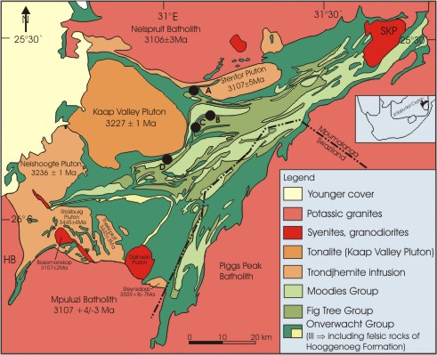 The Barberton Greenstone Belt. Map Acknowledgement: Highly Allochthonous http://scienceblogs.com/highlyallochthonous/