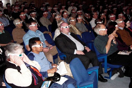 Glen Cayley's audience wearing 3D specs