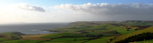 Kimmeridge Bay, with Portland on the horizon. The Solent Regional Group extends beyond it eponymous inlet...
