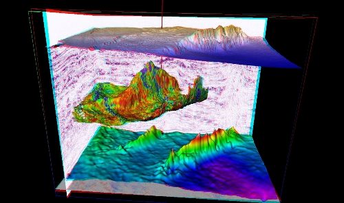 3D Seismic cube from Niger Delta showing thrust fault and site of drilled well