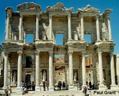 Damage to stonework caused by acid rain at Ephesus, Turkey