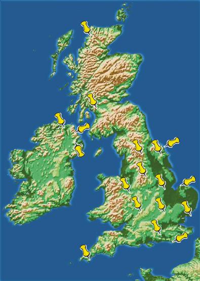 Sedimentary rocks and scenery around Britain