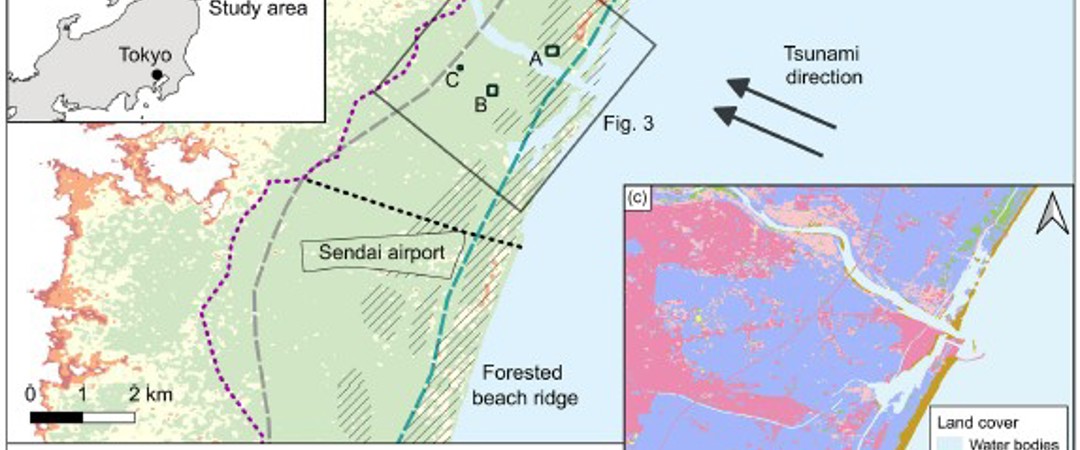 Map showing site locations and key features of the study area. (a) Location of the Tsunami study site within Japan