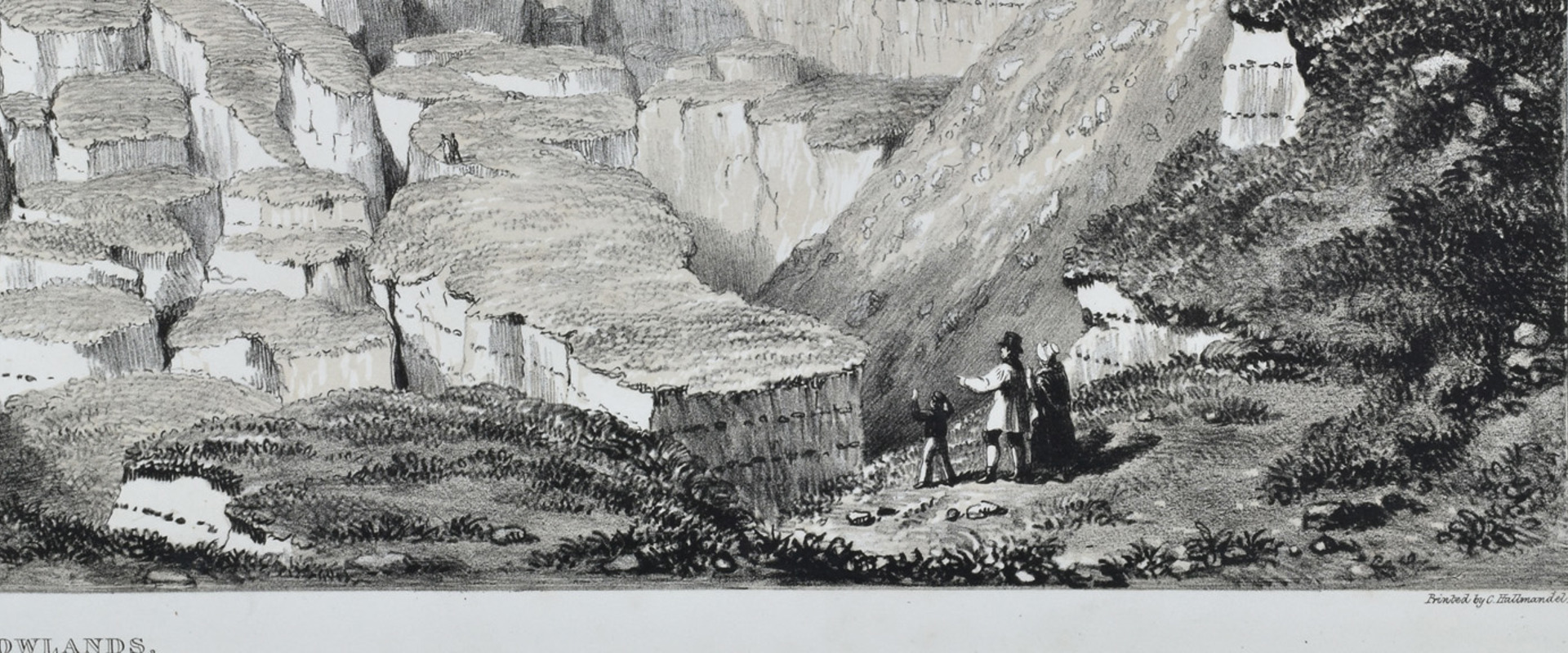 Detail of a lithograph showing the Bindon landslide