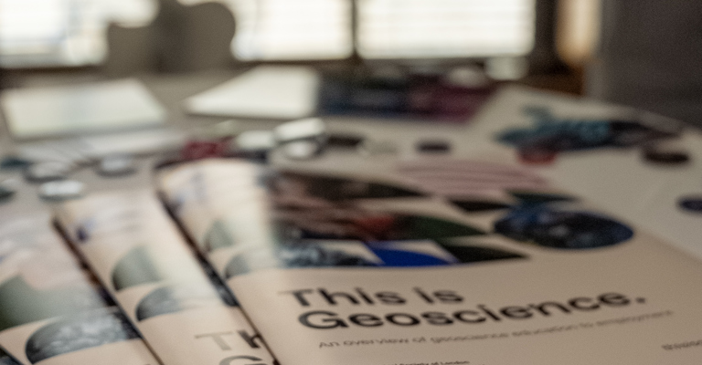 'This is Geoscience' booklets on a table