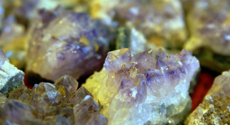 close up of amethyst purple mineral