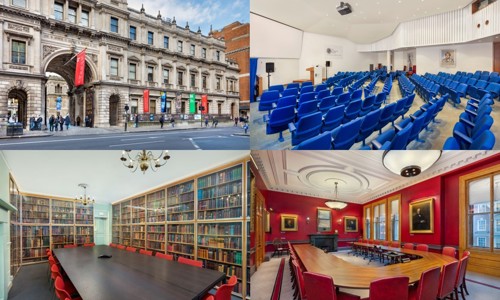 Four images showcasing various perspectives of the same building, highlighting its architectural features and design.