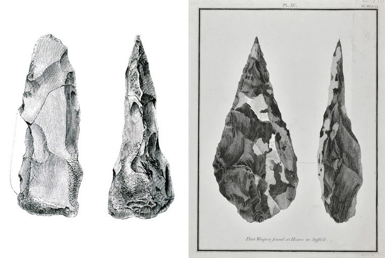 Plates comparing the flints of Brixham Cave to those from Hoxne