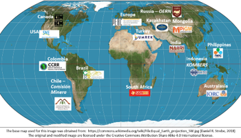 “World map highlighting various organizations and institutions across different countries, featuring their logos and locations.”