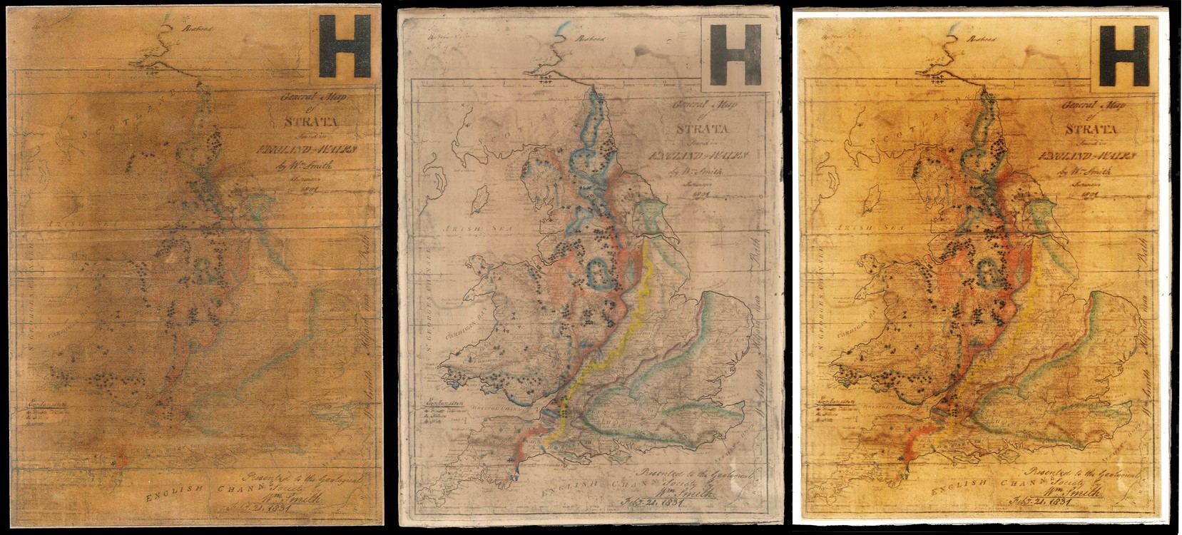 Composite of William Smith's General Map of Strata. 1801