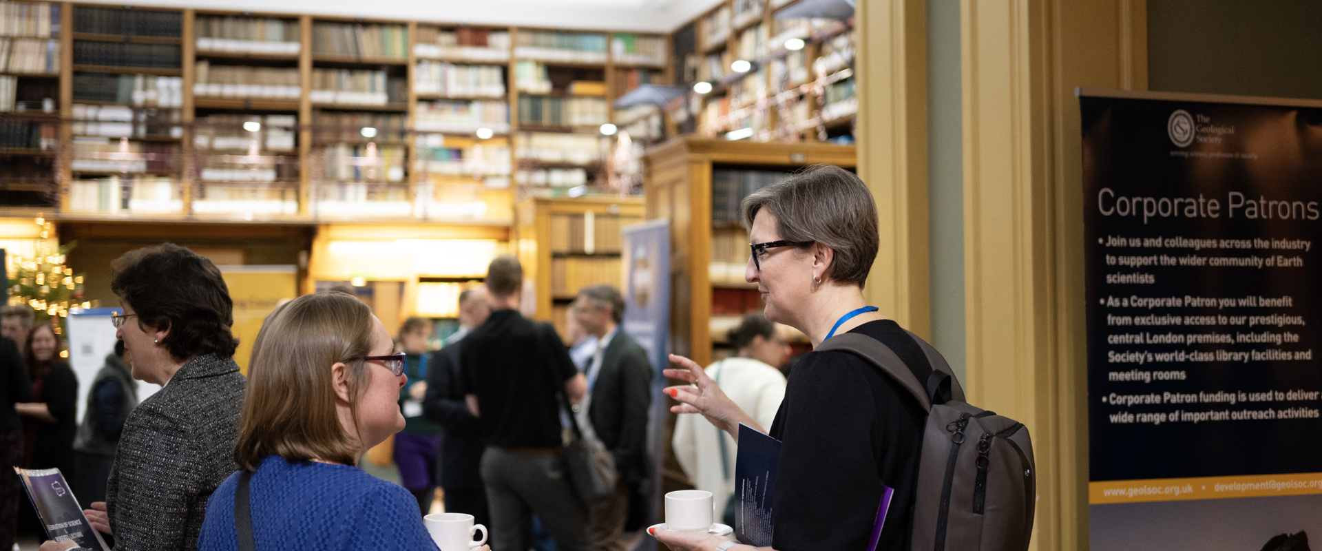 Delegates networking and chatting in the Lower Library.