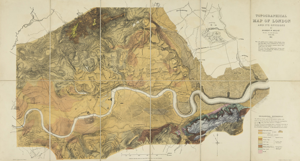 Robert Mylne's geological map of London 1851
