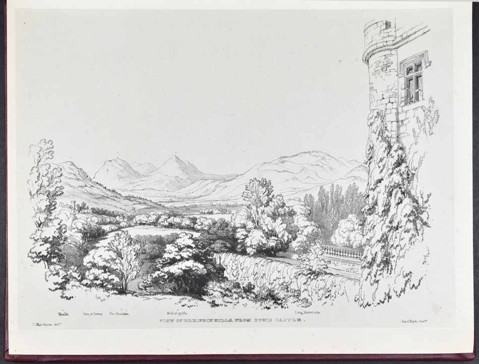 View Of Breiden Hills from Powis Castle from Silurian System (1839)