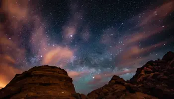 Space Lights Above Rock