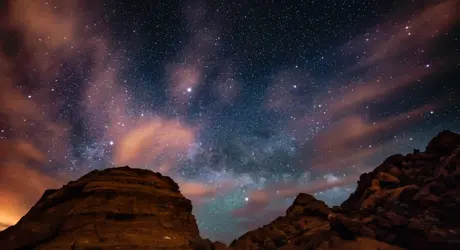 Space Lights Above Rock