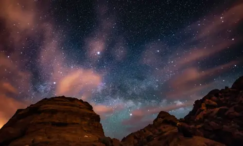 Space Lights Above Rock