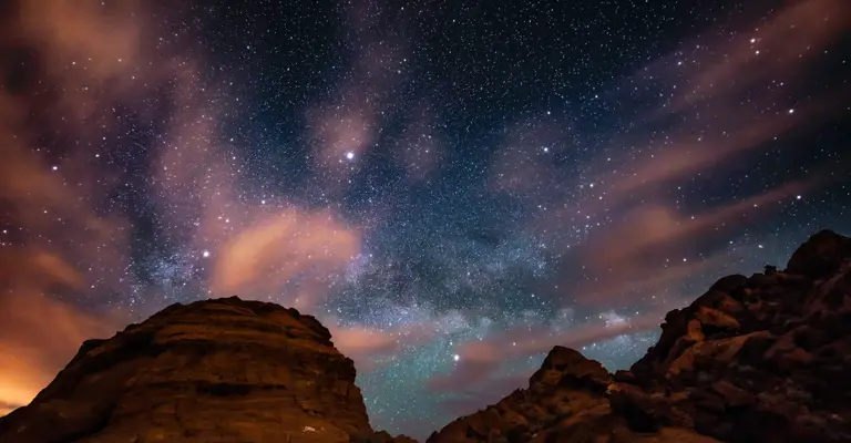 Space Lights Above Rock