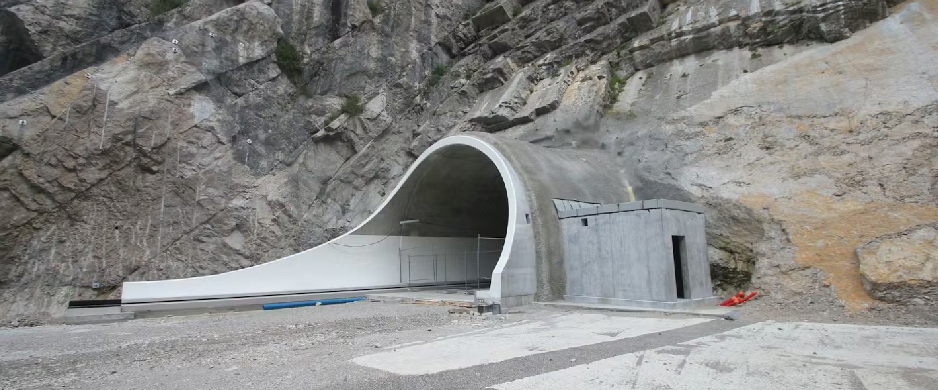 tunnel set within the base of a mountain under construction