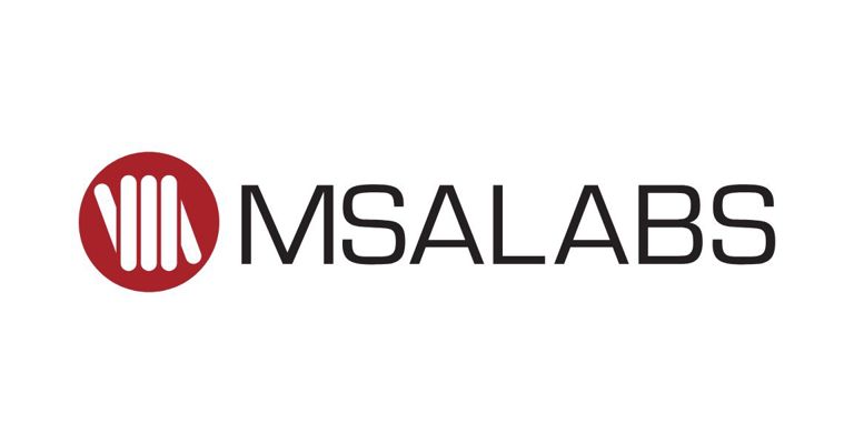 MSALABS logo featuring a red circular icon with stylised white vertical bars on the left and the company name “MSALABS” in black uppercase letters on a light grey background.