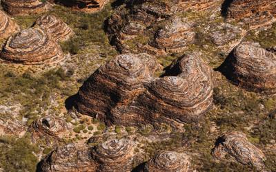 Aerial photo of the unique sandstone domes in Bungle Bungles, Purnululu National Park, Australia