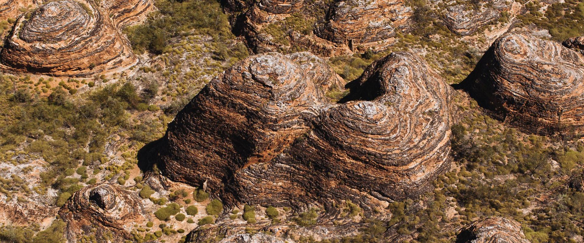 Aerial photo of the unique sandstone domes in Bungle Bungles, Purnululu National Park, Australia