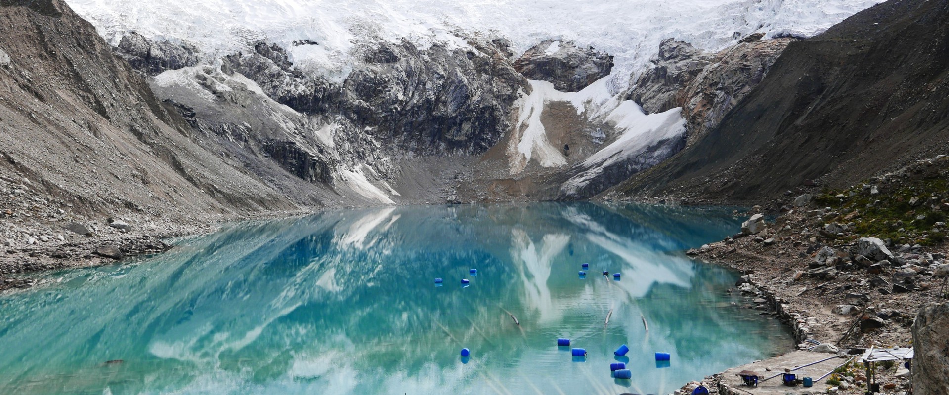 Mountain with snowy areas. 