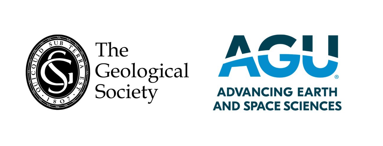 Geological society logo and AGU logo