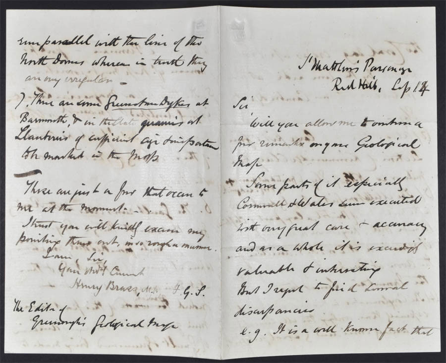 Letter from the Rev Henry Brass, 14 Sep [1865-1869] p1