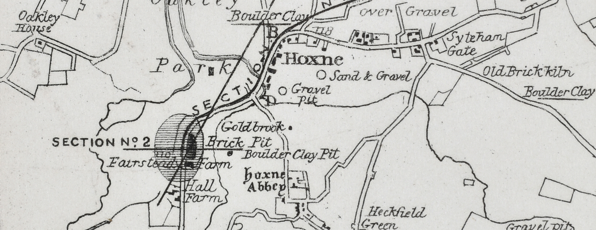 Detail of a map of Hoxne from the Philosophical Transactions of the Royal Society