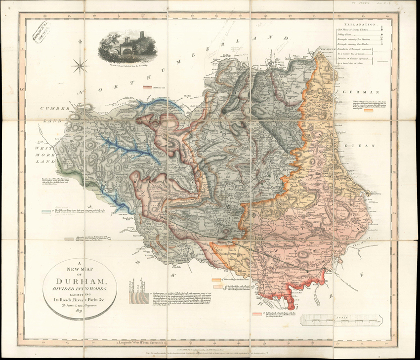 William Smith's county map of Durham (1830s)