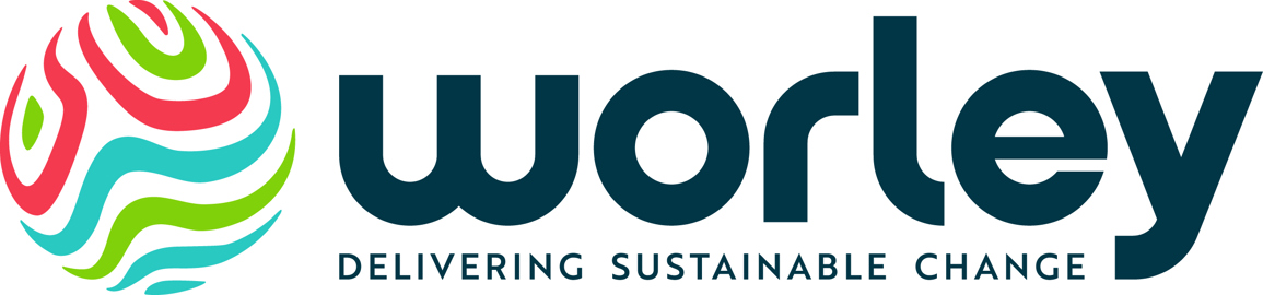 Worley delivering sustainable change in black text