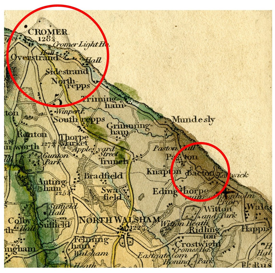 Cromer and its environs from R C Taylor's geological map of Norfolk and Suffolk