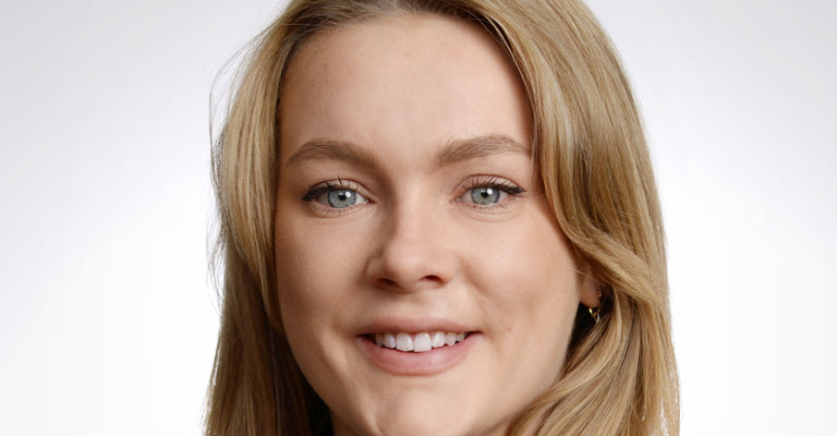 white blond woman headshot