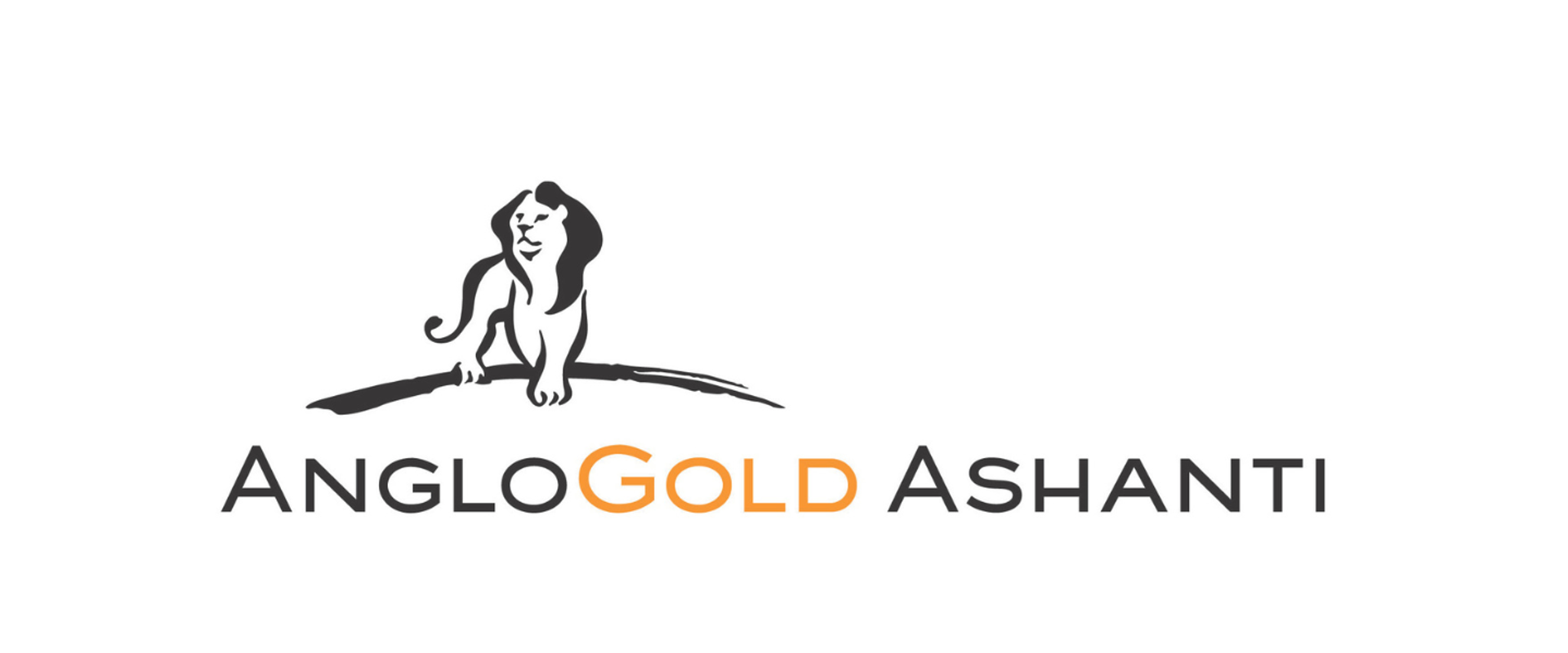 At the top center is a stylized illustration of a lion. The lion is depicted in a simplified, monochrome design (dark grey/black), standing with its front legs forward and body slightly angled. The lion appears to be positioned on a curved line that resembles ground or a horizon.