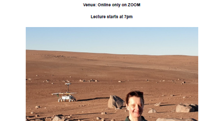 The flyer for the Home Counties North Regional Group's Mars Curiosity Talk