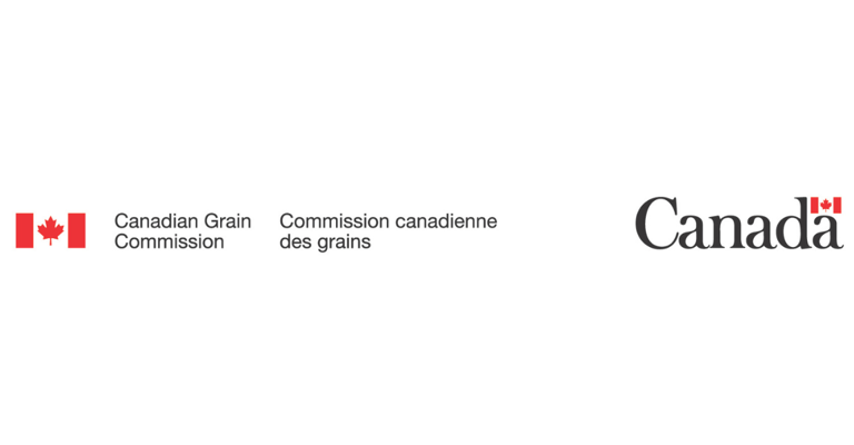 Government of Canada logo banner featuring the Canadian flag, the text “Canadian Grain Commission” and “Commission canadienne des grains” in black, and the official Canada wordmark with a small Canadian flag. Black and red logos displayed on a light grey background.