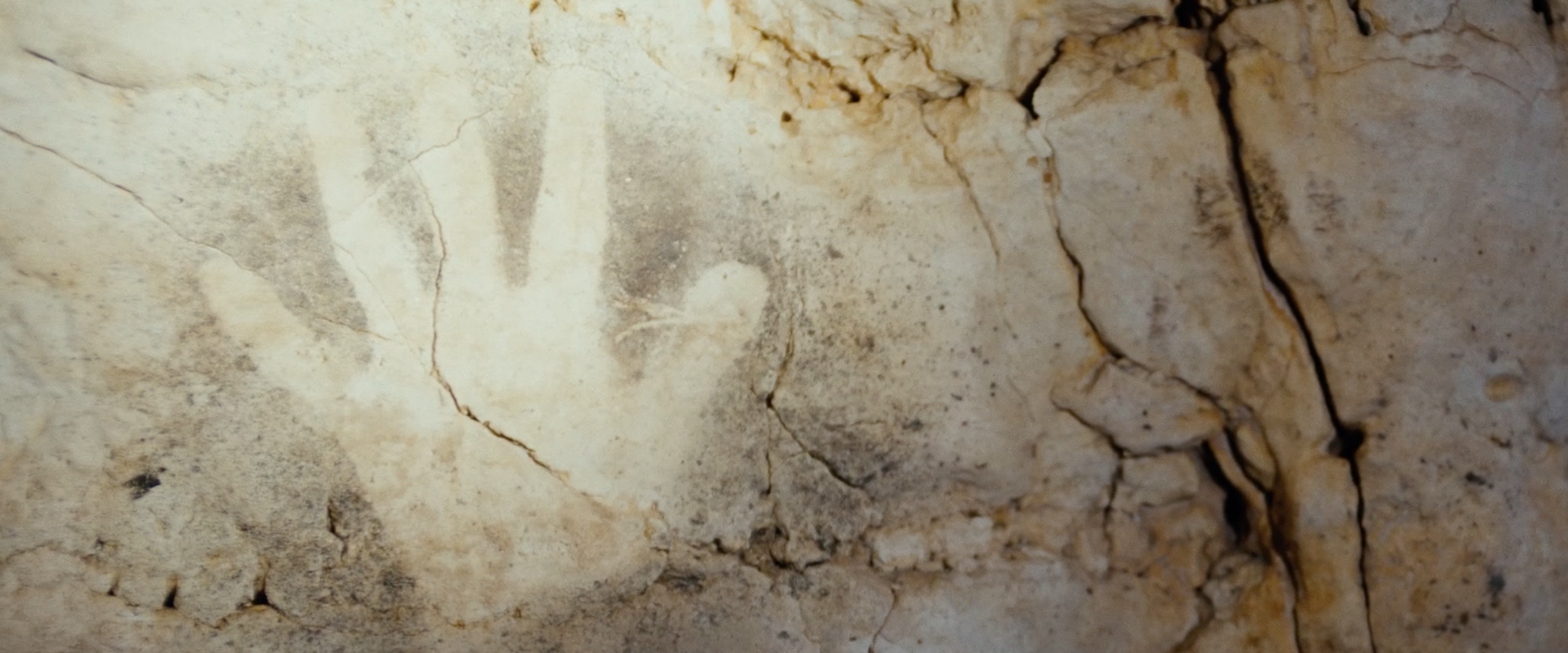 Hand outline in cave