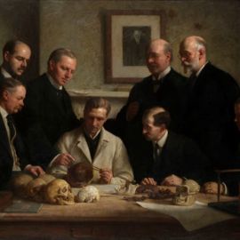 Painting Discussion on the Piltdown Skull by John Cooke, 1915
