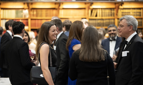 Delegates networking and chatting in the Lower Library.