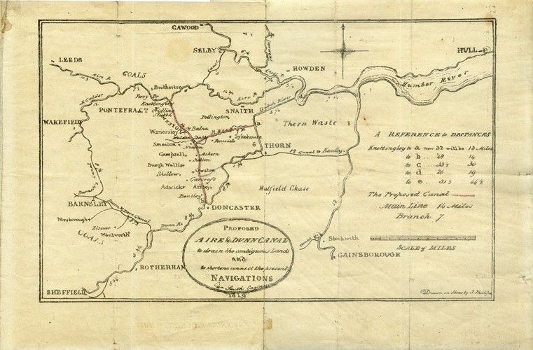 Lithographed map of the proposed Aire and Dunn Canal