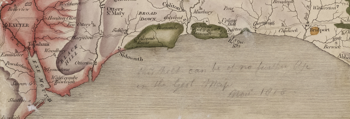 Extract from Greenough's copy of William Smith's map