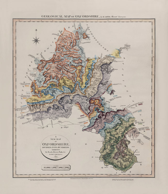 Geological map of Oxfordshire by William Smith 1820