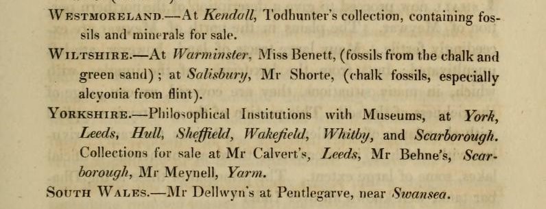 Extract of a list of mineral and fossil collections in Great Britain, 1829
