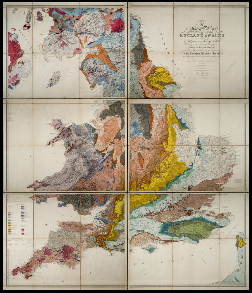 Third edition of Greenough's Geological Map of England and Wales (1865)
