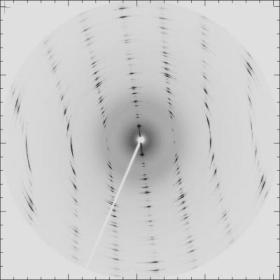 X-ray diffraction pattern produced by a few fibres of the sepiolite from Norway (credit: ESRF)