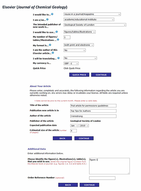 Image example of Rightslink form